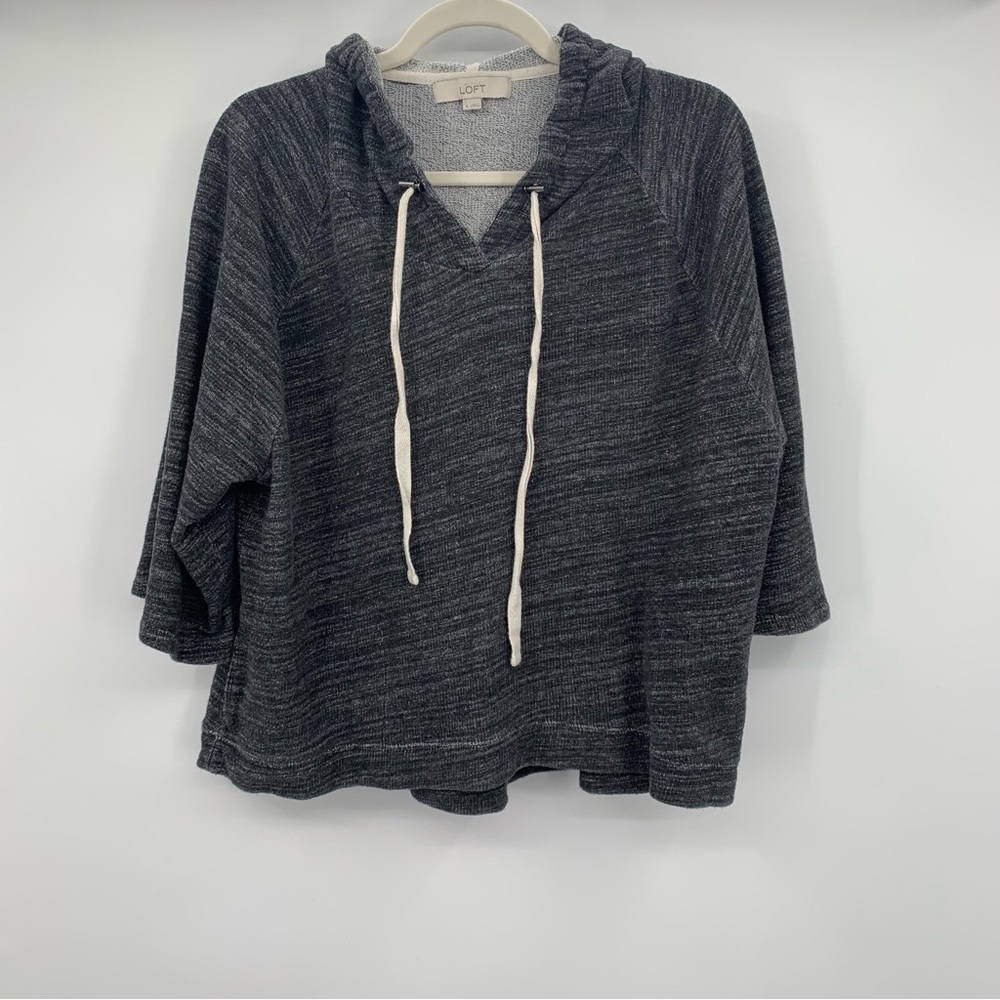The Loft Cropped Heather Grey V-Neck Sweatshirt Size XL